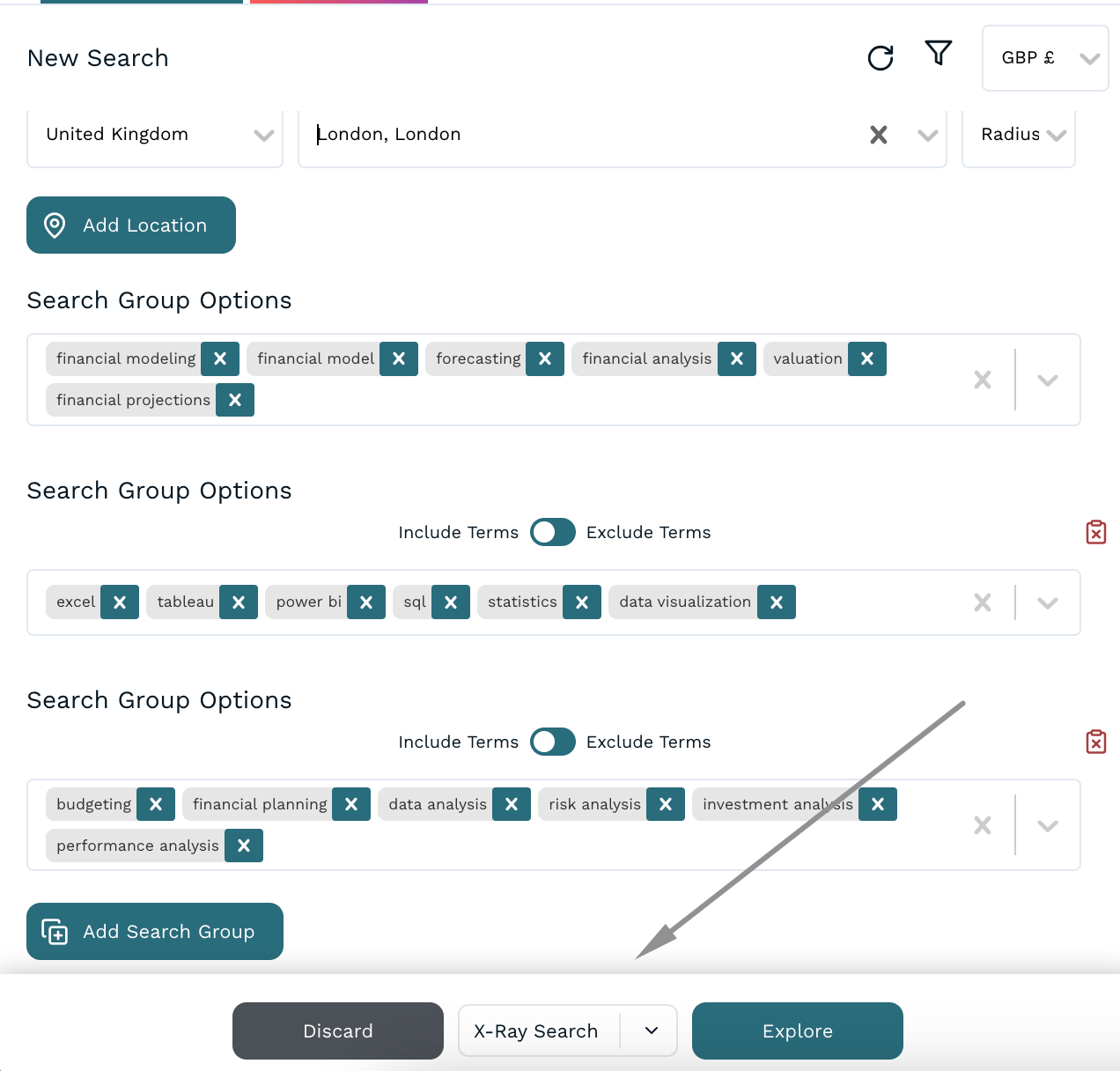 Horsefly X-Ray Search functionality within the platform