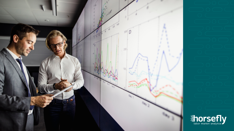Image shows businesspeople analyzing data for the blog - Driving Talent Marketing Success with Data-Driven Platform